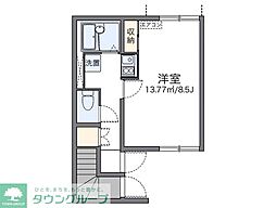 レオネクストピュアよびつぎII 1階1Kの間取り