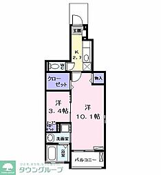 JR関西本線 春田駅 バス18分 南陽中学校下車 徒歩5分の賃貸アパート 1階2Kの間取り