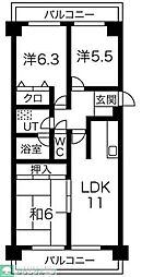 名古屋市営鶴舞線 いりなか駅 徒歩5分の賃貸マンション 3階3LDKの間取り