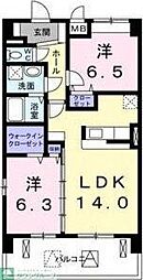 名古屋市営東山線 今池駅 徒歩10分の賃貸マンション 3階2LDKの間取り