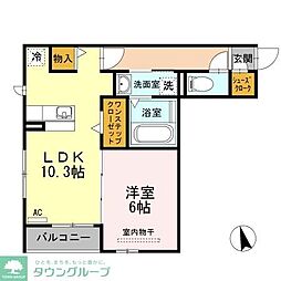 名古屋市営名城線 東別院駅 徒歩7分の賃貸アパート 2階1LDKの間取り