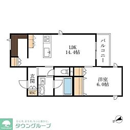 近鉄湯の山線 近鉄四日市駅 徒歩12分の賃貸マンション 2階1LDKの間取り