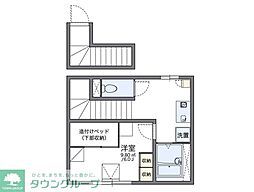 レオパレス北内 2階1Kの間取り