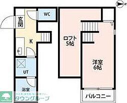 名古屋市営鶴舞線 荒畑駅 徒歩10分の賃貸アパート 2階1Kの間取り
