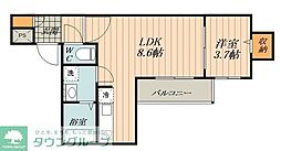 名古屋市営東山線 中村公園駅 徒歩7分の賃貸アパート 2階1LDKの間取り