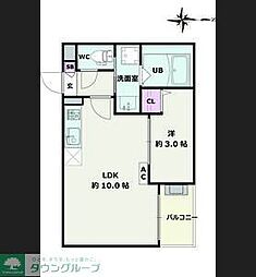 名古屋市営名港線 六番町駅 徒歩8分の賃貸アパート 3階1LDKの間取り