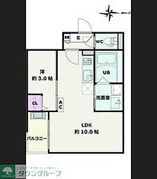 名古屋市営名港線 六番町駅 徒歩8分の賃貸アパート 3階1LDKの間取り