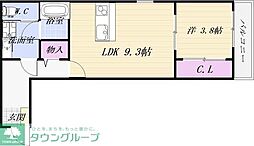 名鉄名古屋本線 山王駅 徒歩7分の賃貸アパート 1階1LDKの間取り