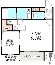 Cherim日比野Grace 2階1LDKの間取り