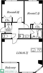 名古屋市営鶴舞線 いりなか駅 徒歩6分の賃貸マンション 3階2LDKの間取り
