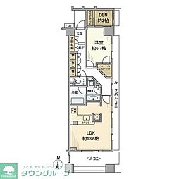 名古屋市営東山線 伏見駅 徒歩3分の賃貸マンション 13階1LDKの間取り