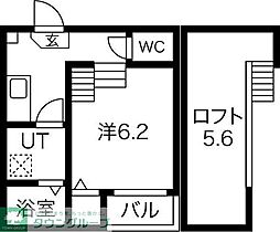 JR東海道本線 金山駅 徒歩9分の賃貸アパート 2階1Kの間取り