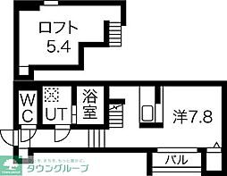 名古屋市営名港線 六番町駅 徒歩12分の賃貸アパート 2階1Kの間取り