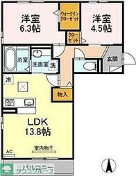 名古屋市営名港線 六番町駅 徒歩9分の賃貸アパート 2階2LDKの間取り