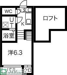名古屋市営名港線 東海通駅 徒歩5分の賃貸アパート 2階1Kの間取り