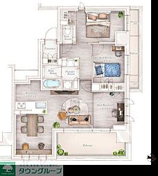 名古屋市営名城線 瑞穂運動場東駅 徒歩6分の賃貸マンション 3階3LDKの間取り
