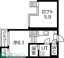 名鉄名古屋本線 堀田駅 徒歩6分の賃貸アパート 1階1Kの間取り