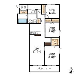 メゾン天白公園東E 4階3LDKの間取り