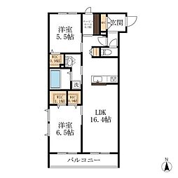 メゾン天白公園東W 2階2SLDKの間取り