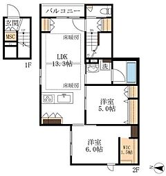ＨＥＢＥＬ寺町 2階2LDKの間取り