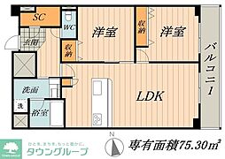 ロイジェント日吉II 2LDKの間取図画像