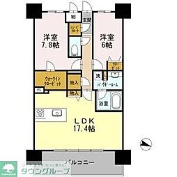 名古屋臨海高速あおなみ線 ささしまライブ駅 徒歩5分の賃貸マンション 18階2LDKの間取り