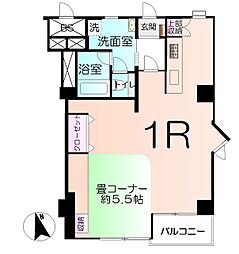 愛宕山ハイリビング ワンルームの間取図画像