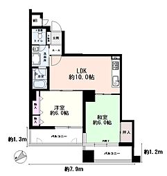 朝日プラザ高取 2LDKの間取図画像