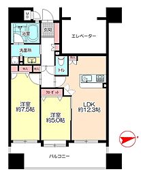 レークヒルズ野多目7番館 2LDKの間取図画像
