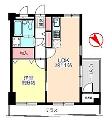 ロワールマンション大橋7 1LDKの間取図画像