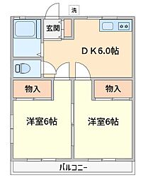 第二佐藤コーポ 2DKの間取図画像