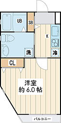 グルーヴィー 1Kの間取図画像