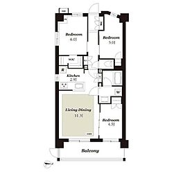 クレストフォルム湘南鵠沼 1階3LDKの間取り