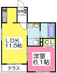 HebelMaison湘南片瀬I 1階1LDKの間取り