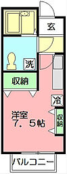 ロワール湘南E棟 1Kの間取図画像