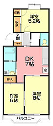 ドミール湘南 3DKの間取図画像