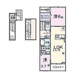 藤沢市石川1丁目アパート 2LDKの間取図画像