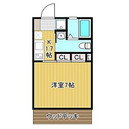 エクセル大船 1Kの間取図画像