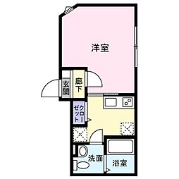 茅ヶ崎市萩園アパート 1Kの間取図画像