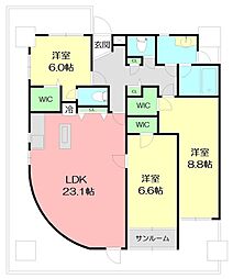 ラトゥールレジュモー 3LDKの間取図画像