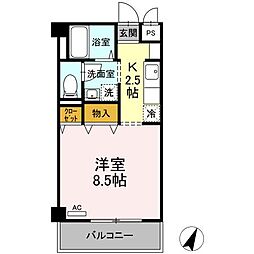 シュクレ大船 1Kの間取図画像