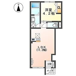 茅ヶ崎市本村2丁目アパート 1LDKの間取図画像