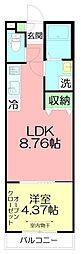 moksha Chigasaki base 1LDKの間取図画像