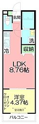 moksha Chigasaki base 1LDKの間取図画像