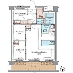 藤沢市弥勒寺1丁目マンション 2SLDKの間取図画像