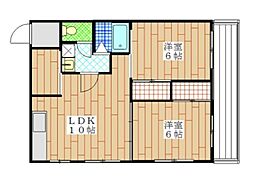 藤沢第一SKビル 3階2LDKの間取り