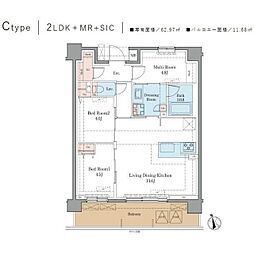藤沢市弥勒寺1丁目マンション 2SLDKの間取図画像