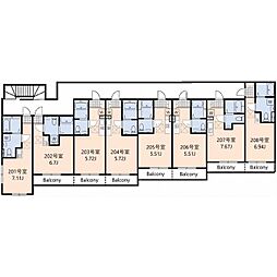 シティ湘南 2階ワンルームの間取り