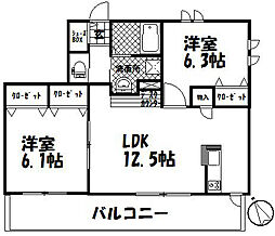 ヴィラシャンベール 1階2LDKの間取り