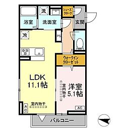 藤沢市湘南台4丁目アパート 1LDKの間取図画像